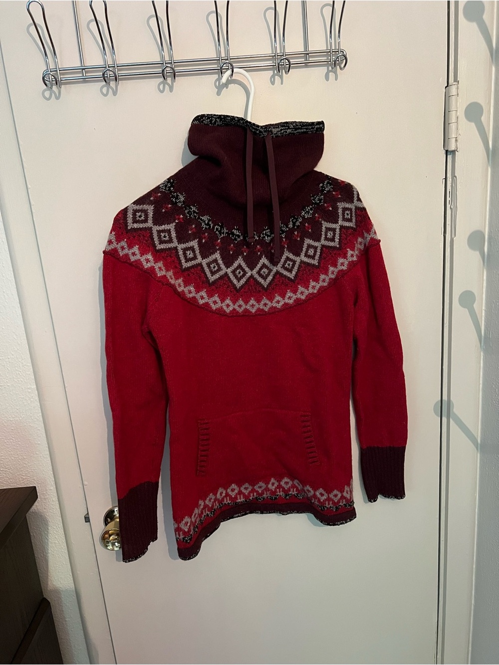 Gorgeous Fair Isle Pullover Sweater with Funnel Neck